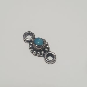 2/$15 Sterling Silver Link with Imitation Turquoise 14x7mm 925